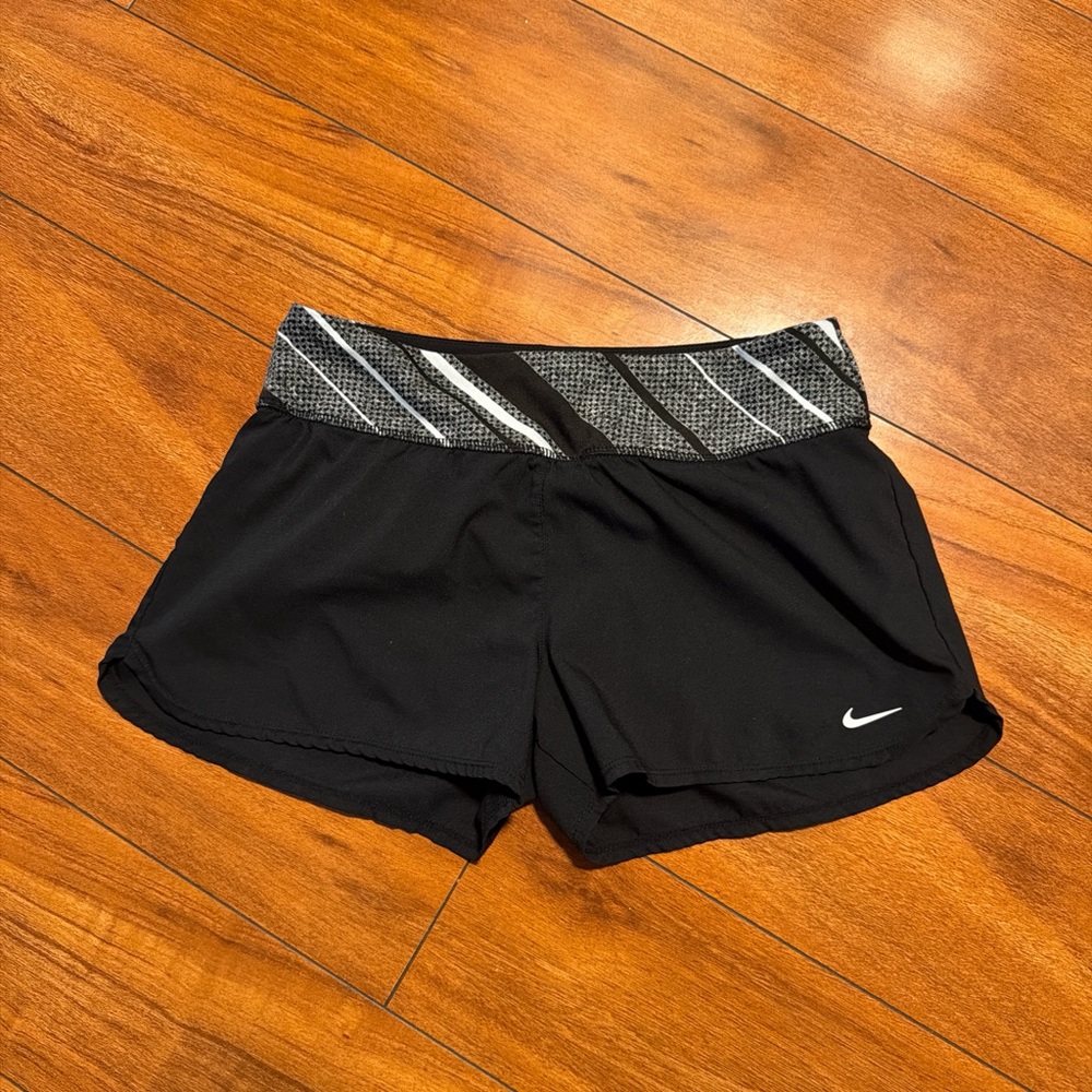 Nike Black Women's Shorts with Gray Waistband